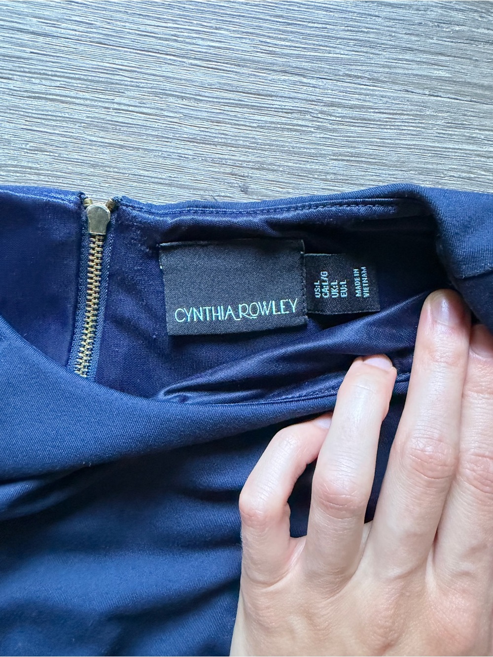 Cynthia Rowley Navy Backless Dress with Gold Zipper